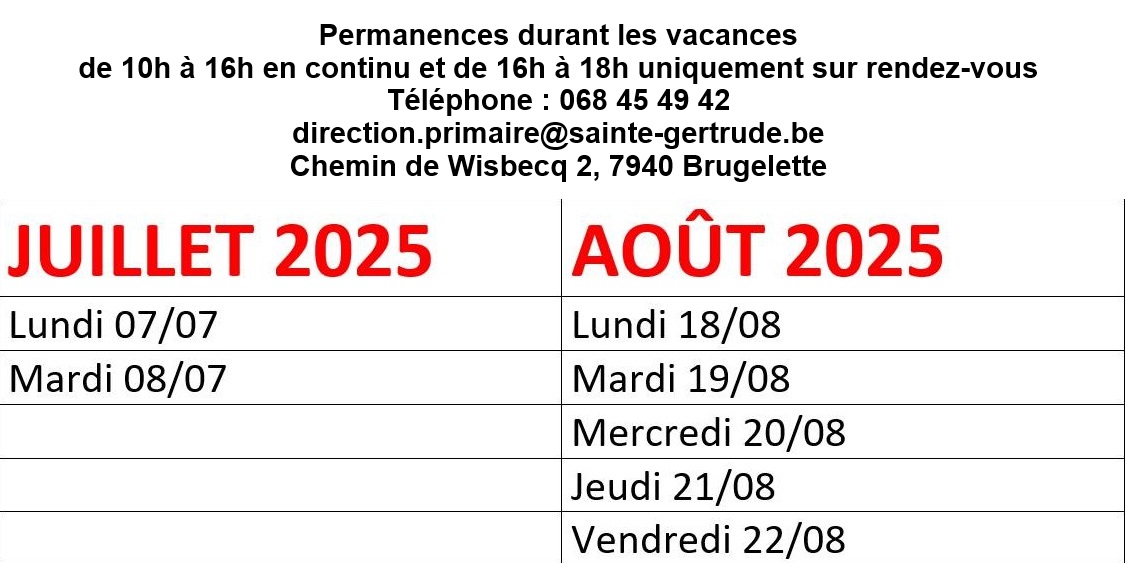 permanences inscriptions été 2025
