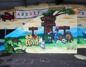 Fresque de l'école fondamentale Sainte-Gertrude à Brugelette