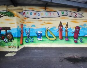 Fresque de l'école fondamentale Sainte-Gertrude à Brugelette