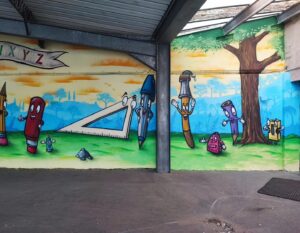 Fresque de l'école fondamentale Sainte-Gertrude à Brugelette