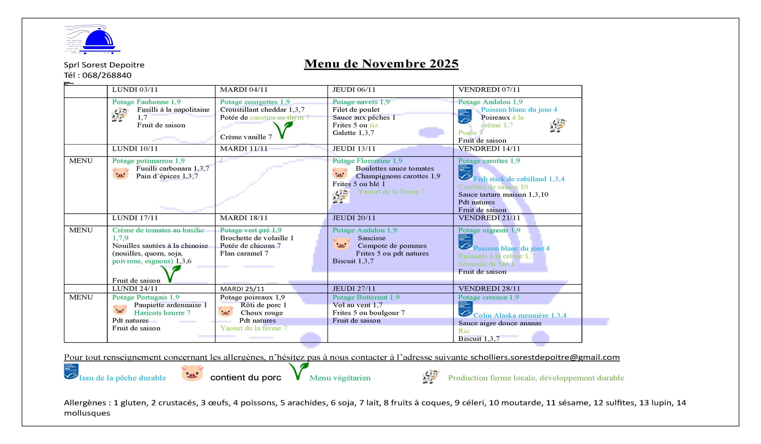 Menu novembre 2025