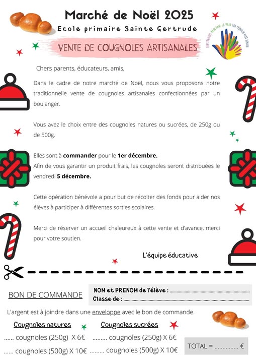 bon de commande pour marché de Noël